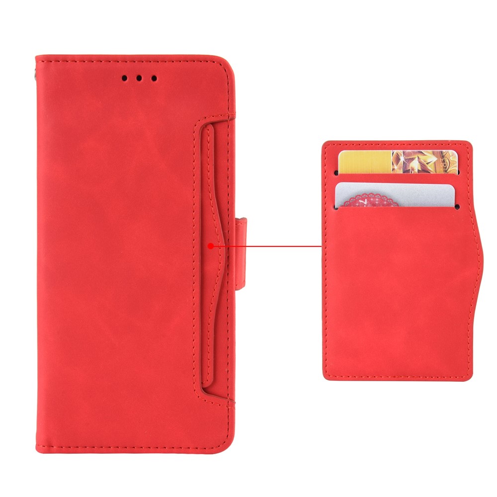 Wallet Stand Flip Leather Phone Cover with Multiple Card Slots for Motorola Moto G8 - Red-3