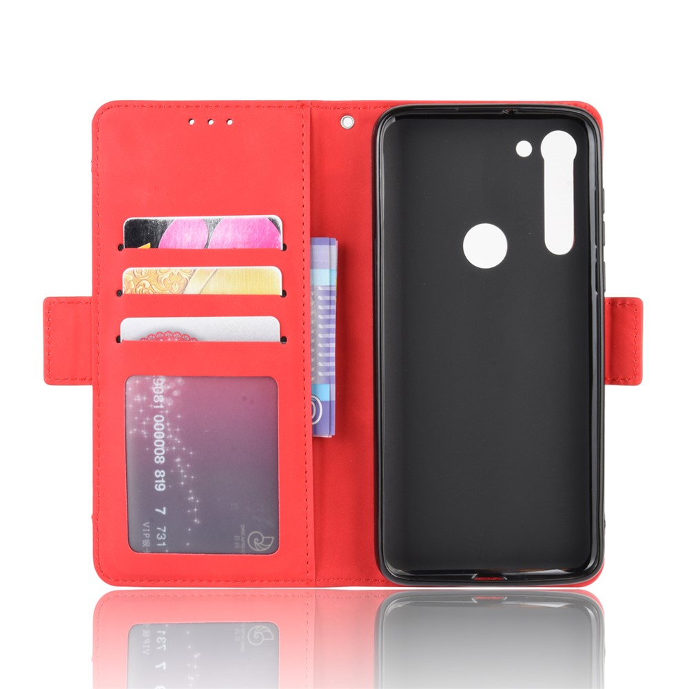 Wallet Stand Flip Leather Phone Cover with Multiple Card Slots for Motorola Moto G8 - Red-8