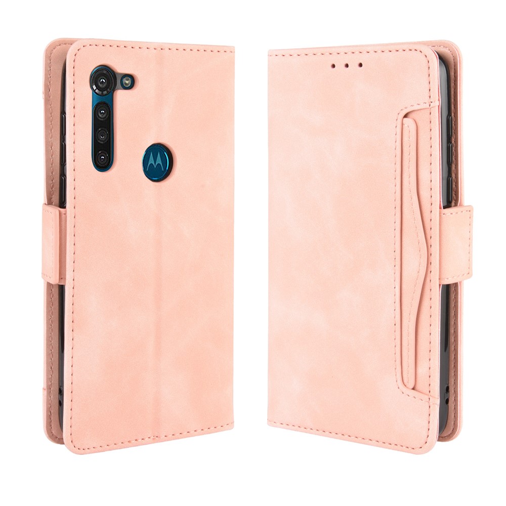 Brieftasche Ständer Flip Leder -telefonabdeckung Mit Mehreren Kartenschlitzen Für Motorola Moto G8 - Roségold-2