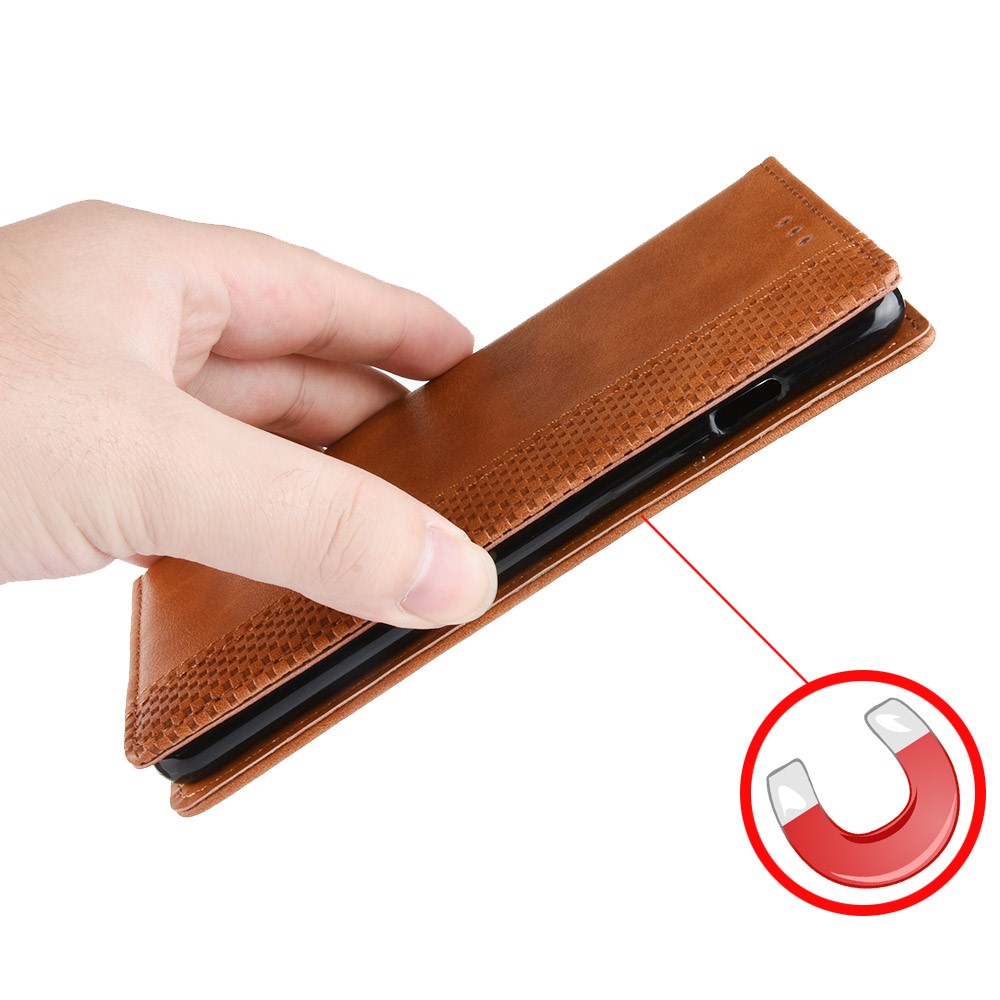 Retro Magnetic Leather Wallet Phone Cover for Motorola Moto G8 - Brown-4
