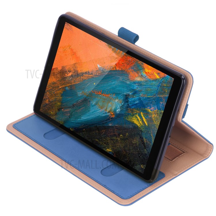 WY-2099 Casa de Tableta de Cuero Flip de Estilo de Negocio Con Ranuras Para Tarjetas Para Lenovo Tab M8 FHD 8705F/HD 8505F - Azul