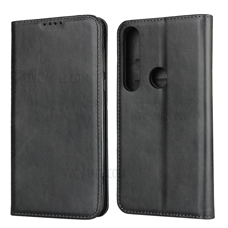Auto-absorbed Leather Wallet Phone Case for Motorola Moto G8 Plus - Black-1