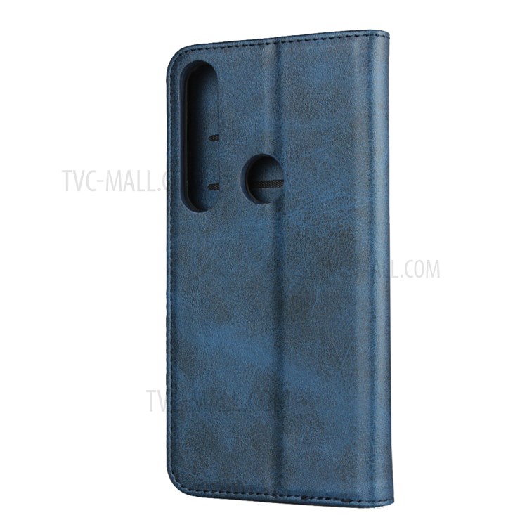 Auto-absorbed Leather Wallet Phone Case for Motorola Moto G8 Plus - Blue-3