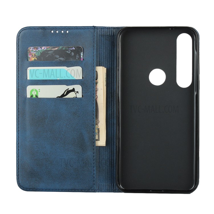 Auto-absorbed Leather Wallet Phone Case for Motorola Moto G8 Plus - Blue-4