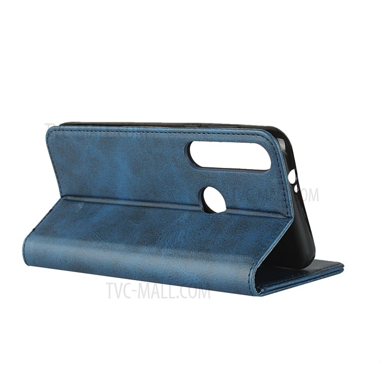 Auto-absorbed Leather Wallet Phone Case for Motorola Moto G8 Plus - Blue-5