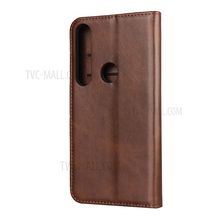 Auto-absorbed Leather Wallet Phone Case for Motorola Moto G8 Plus - Coffee-3