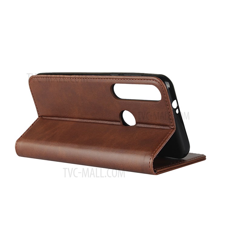 Auto-absorbed Leather Wallet Phone Case for Motorola Moto G8 Plus - Coffee-5