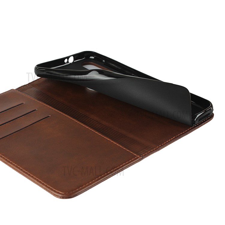 Auto-absorbed Leather Wallet Phone Case for Motorola Moto G8 Plus - Coffee-7