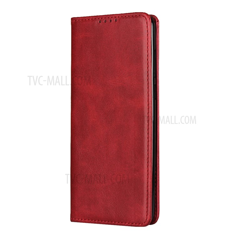 Auto-absorbed PU Leather Wallet Case for Motorola One Action - Red-2