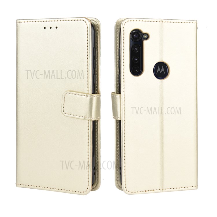 Crazy Horse Texture Protection Wallet PU Leather Wallet Shell for Motorola Moto G Stylus / G Pro - Gold-2