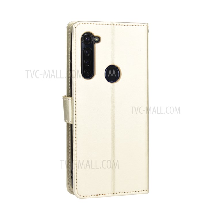 Crazy Horse Texture Protection Wallet PU Leather Wallet Shell for Motorola Moto G Stylus / G Pro - Gold-9