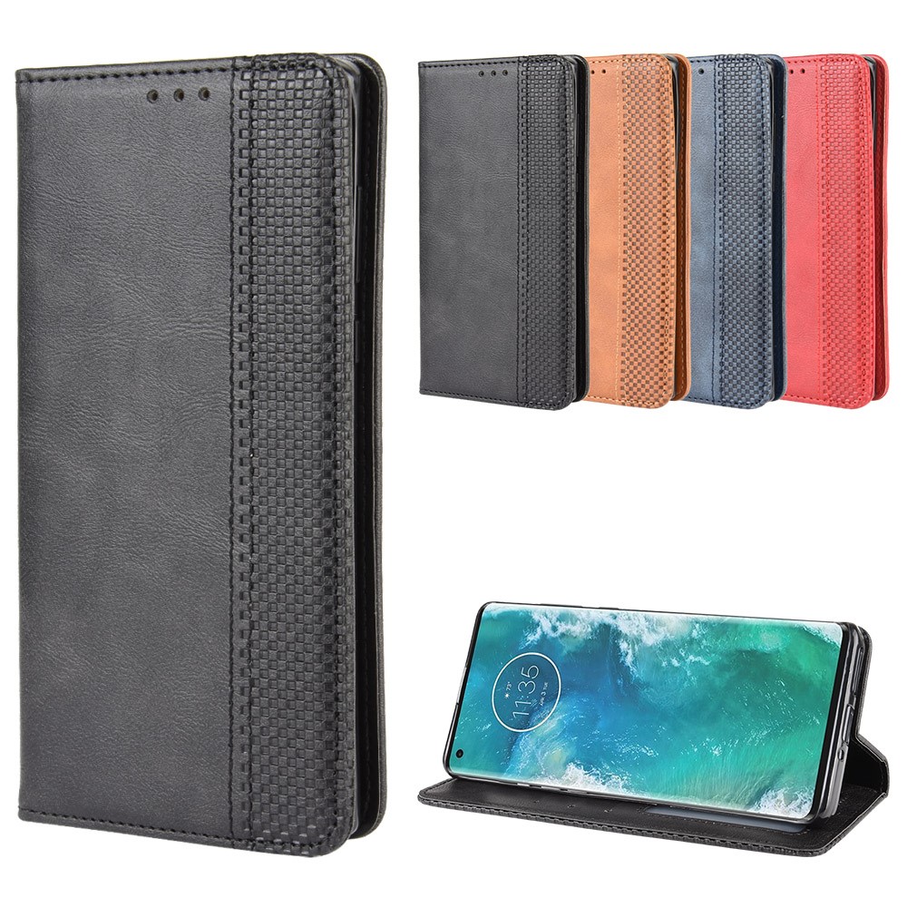 Retro Magnetic Leather Wallet Phone Cover for Motorola Edge Plus - Black-11