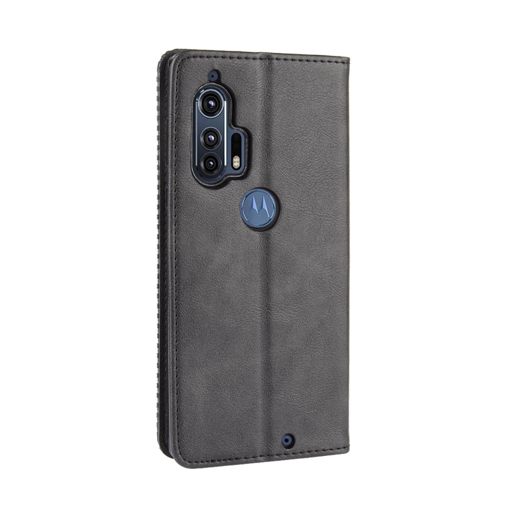 Retro Magnetic Leather Wallet Phone Cover for Motorola Edge Plus - Black-8
