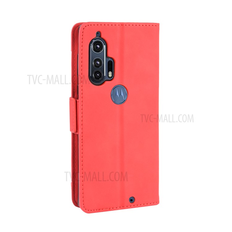 Wallet Leather Stand Case with Multiple Card Slots for Motorola Edge Plus - Red-8