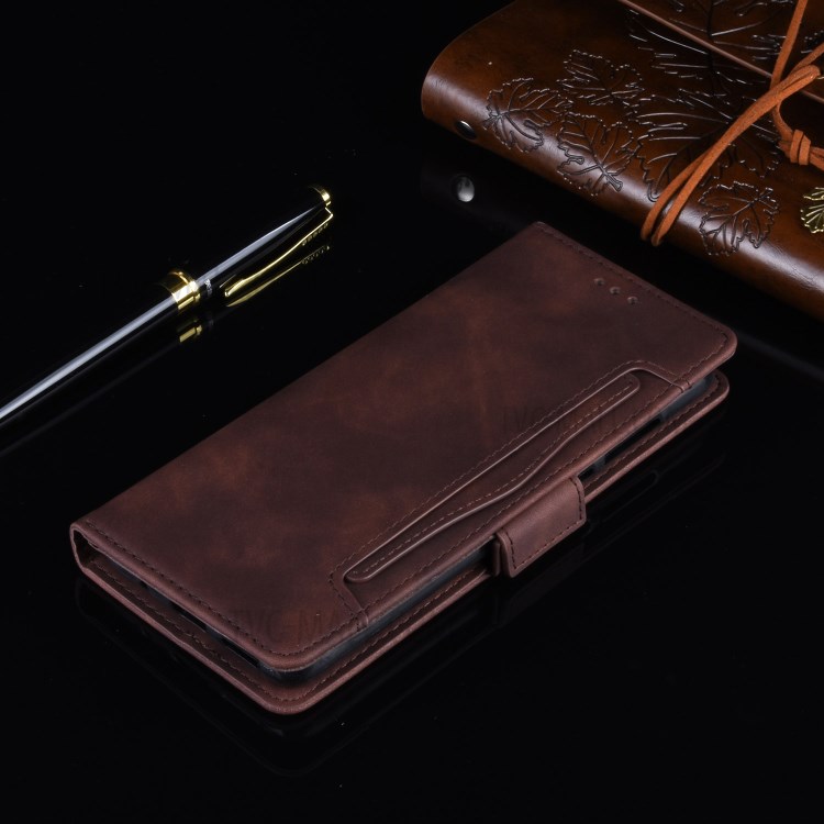 Wallet Leather Stand Case with Multiple Card Slots for Motorola Edge Plus - Brown-11