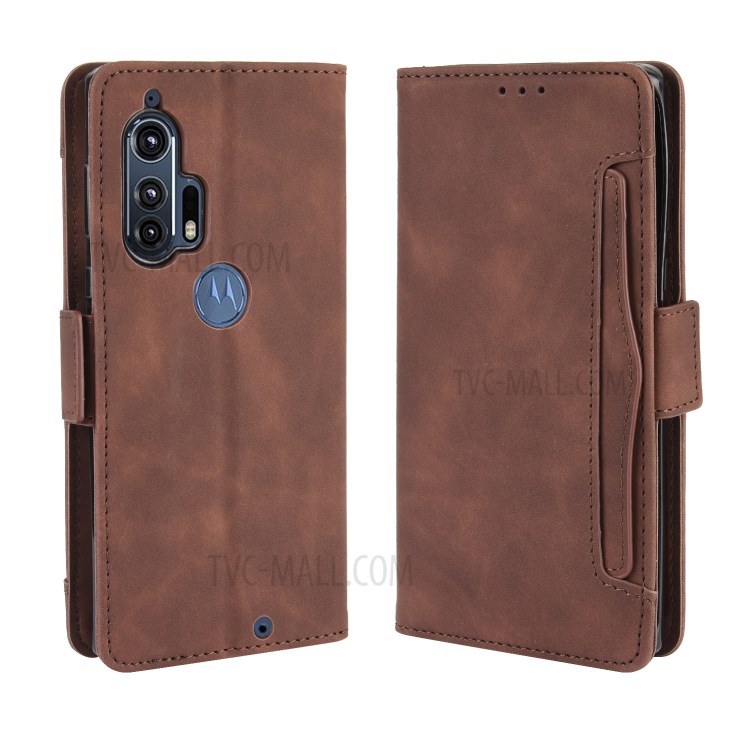 Wallet Leather Stand Case with Multiple Card Slots for Motorola Edge Plus - Brown-2