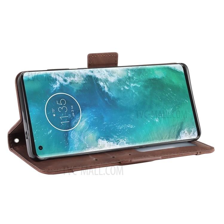 Wallet Leather Stand Case with Multiple Card Slots for Motorola Edge Plus - Brown-6
