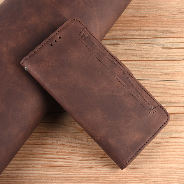 Wallet Leather Stand Case with Multiple Card Slots for Motorola Edge Plus - Brown-9