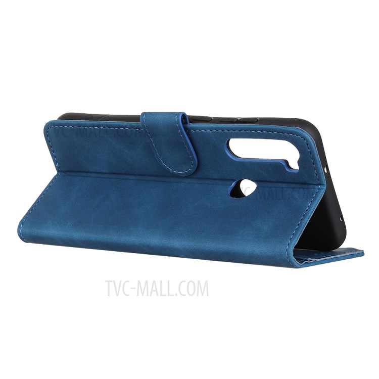 KHAZNEH Protective Retro Leather Case Wallet Stand Phone Cover for Motorola Moto G8 - Blue-3