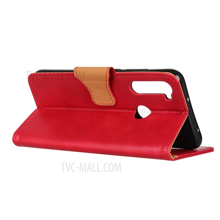 Crazy Horse Style PU Leather Stand Wallet Cell Phone Cover for Motorola Moto G8 - Red-3