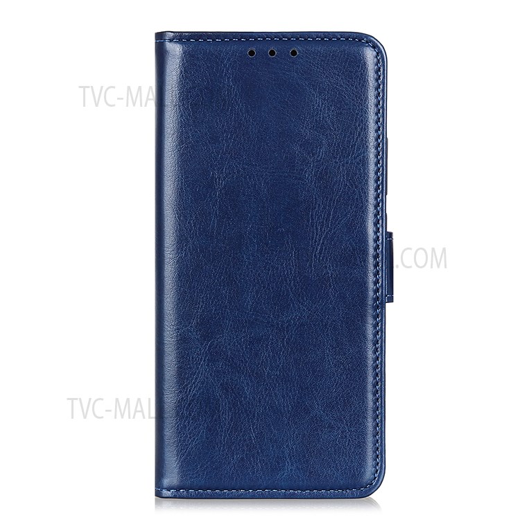 Crazy Horse Wallet Leather Protective Shell for Motorola Moto G8 - Blue-2