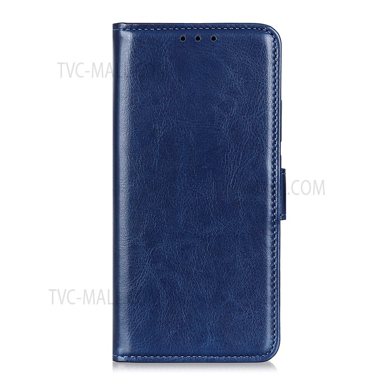 Crazy Horse Portefeuille en Cuir Coque de Protection Pour Motorola Moto G8 - Bleu