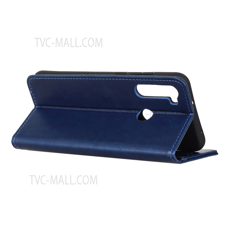 Cazos Protectores de Cuero de Billetera de Caballos Locos Para Motorola Moto G8 - Azul