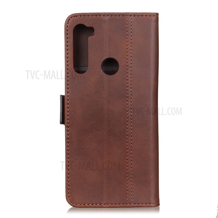 Double Magnetic Clasp Leather Wallet Mobile Cover for Motorola Moto G8 - Coffee-2