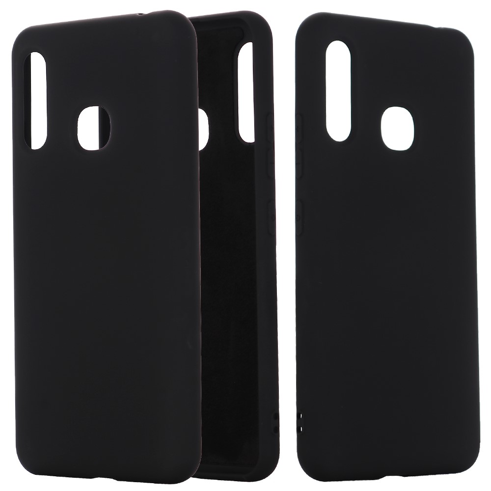 Liquid Silicone Back Case for Motorola Moto E7 - Black-1