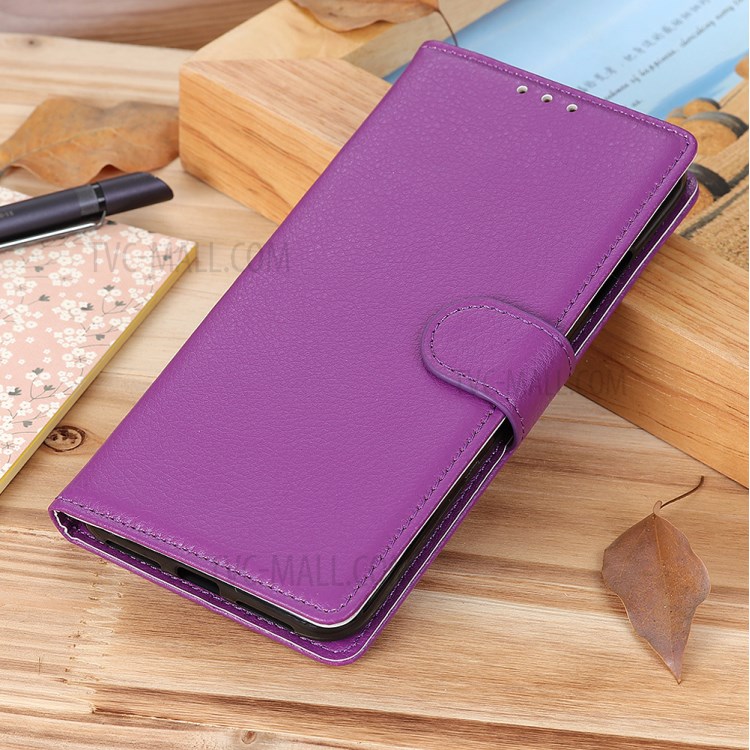 Litchi Skin Wallet Leather Stand Case for Motorola Moto G8 - Purple-12