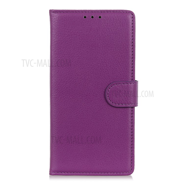 Litchi Skin Wallet Leather Stand Case for Motorola Moto G8 - Purple-3