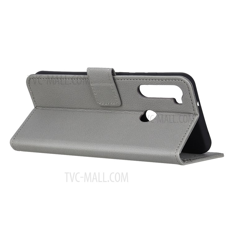 Litchi Skin Leather Wallet Case Protection for Motorola Moto G8 - Silver-3