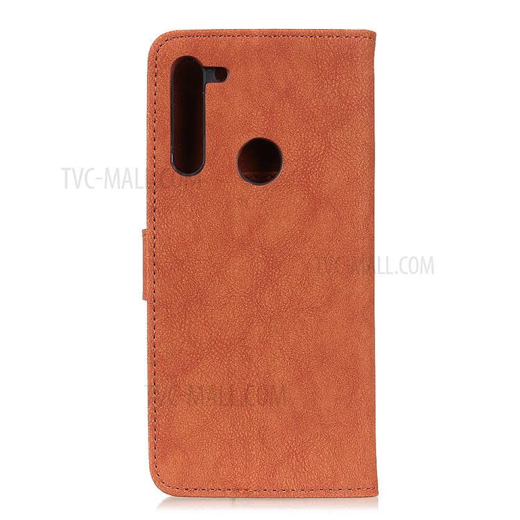 KHAZNEH Vintage Style Leather Wallet Stand Phone Shell for Motorola Moto G8 Power - Brown-2