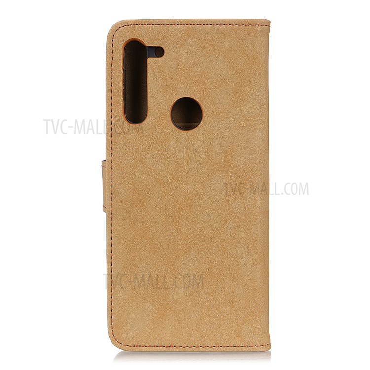 KHAZNEH Vintage Style Leather Wallet Stand Phone Shell for Motorola Moto G8 Power - Khaki-2
