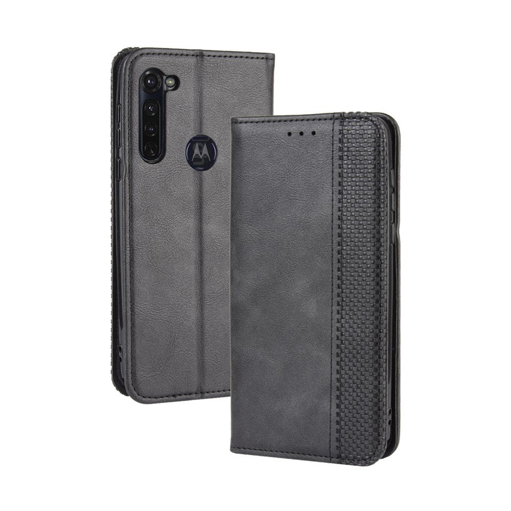 Auto-absorbed Retro Leather Wallet Protector Case for Motorola Moto G Stylus / G Pro - Black-2