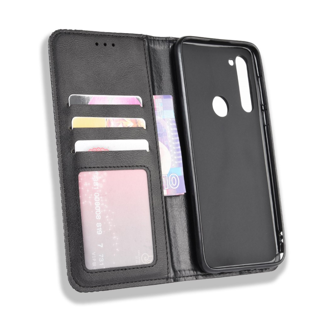 Auto-absorbed Retro Leather Wallet Protector Case for Motorola Moto G Stylus / G Pro - Black-4