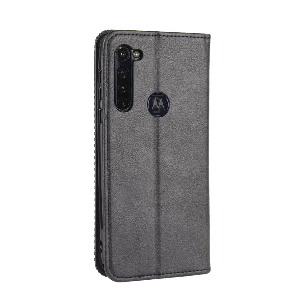 Auto-absorbed Retro Leather Wallet Protector Case for Motorola Moto G Stylus / G Pro - Black-7