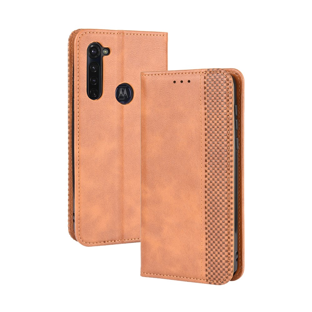 Auto-absorbed Retro Leather Wallet Protector Case for Motorola Moto G Stylus / G Pro - Brown-2
