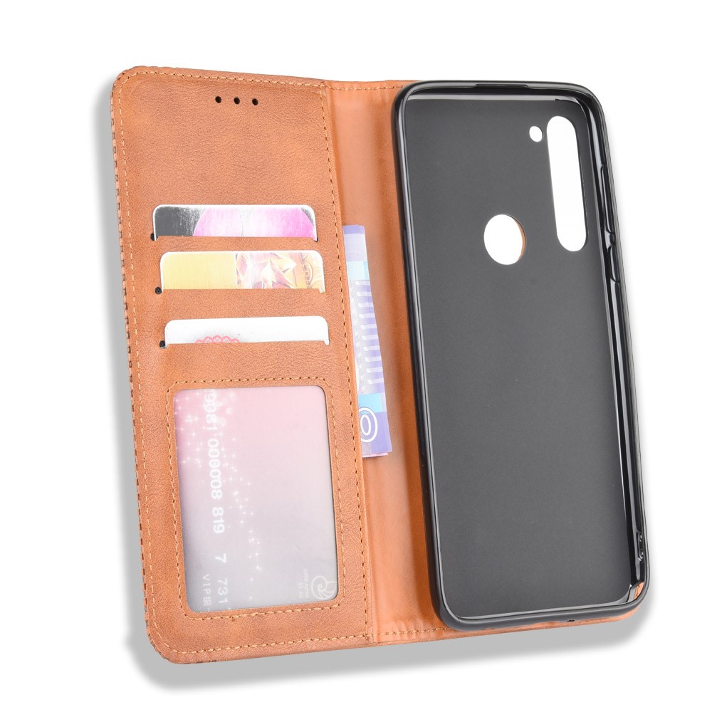 Auto-absorbierter Retro-Leder-Wallet Protector-Hülle Für Motorola Moto G-Stift / G Pro. - Braun