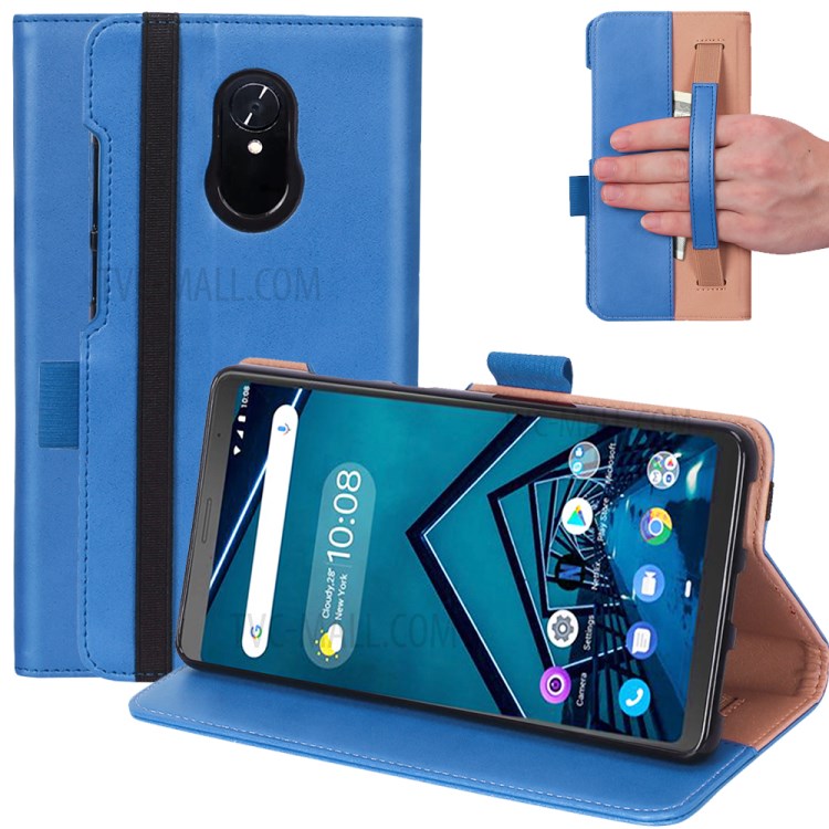 WY-2099A Business Style Stand Wallet Flip Leather Case for Lenovo Tab V7 PB-6505M - Blue-1
