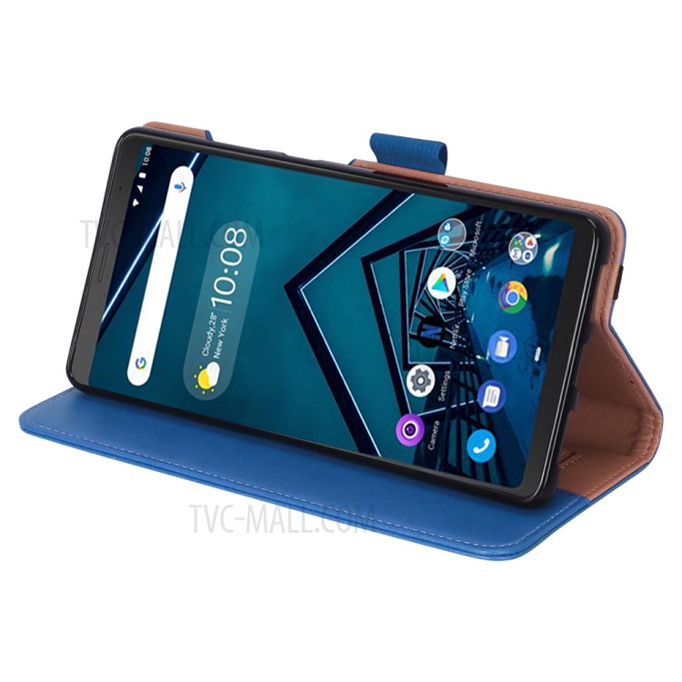 WY-2099A Business Style Stand Wallet Flip Leather Case for Lenovo Tab V7 PB-6505M - Blue-10