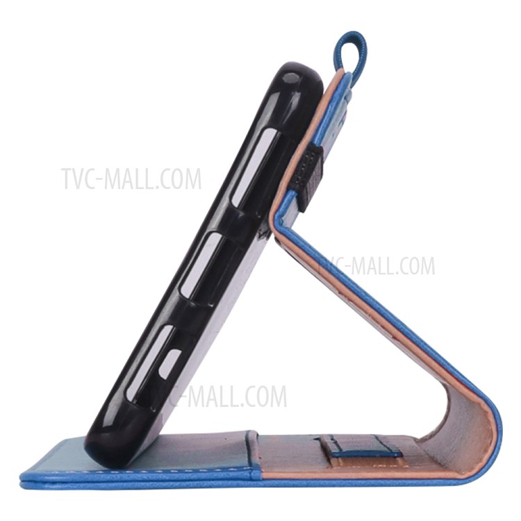 WY-2099A Business Style Stand Wallet Flip Leather Case for Lenovo Tab V7 PB-6505M - Blue-12