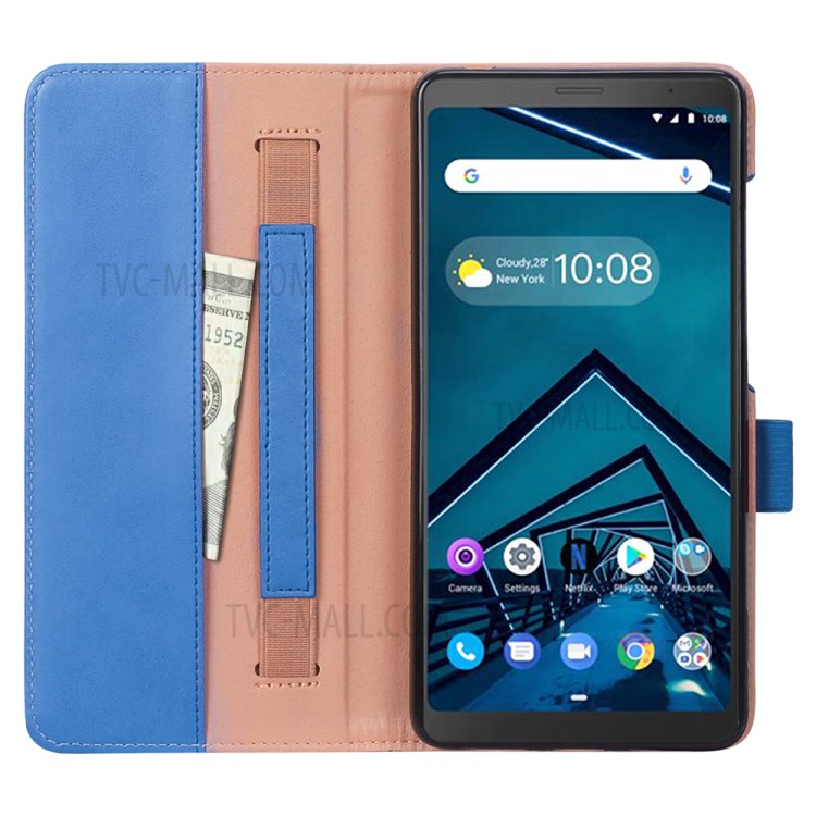 WY-2099A Business Style Stand Wallet Flip Leather Case for Lenovo Tab V7 PB-6505M - Blue-7
