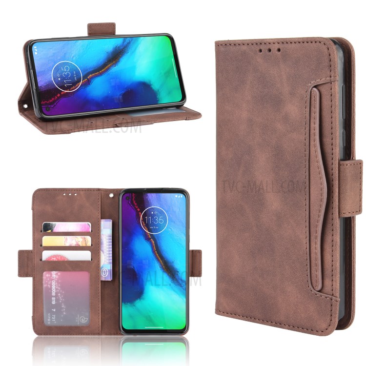 Multiple Card Slots Leather Wallet Stand Shell for Motorola Moto G Stylus / G Pro - Brown-1