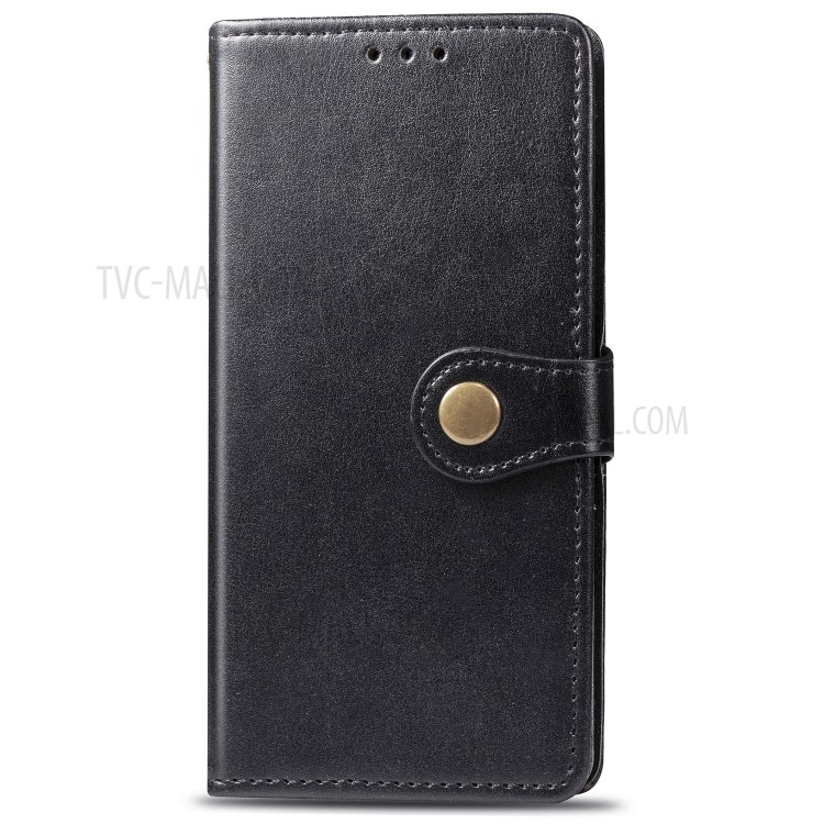 Round Buckle Wallet Leather Stand Phone Case for Motorola Moto G8 Power - Black-2