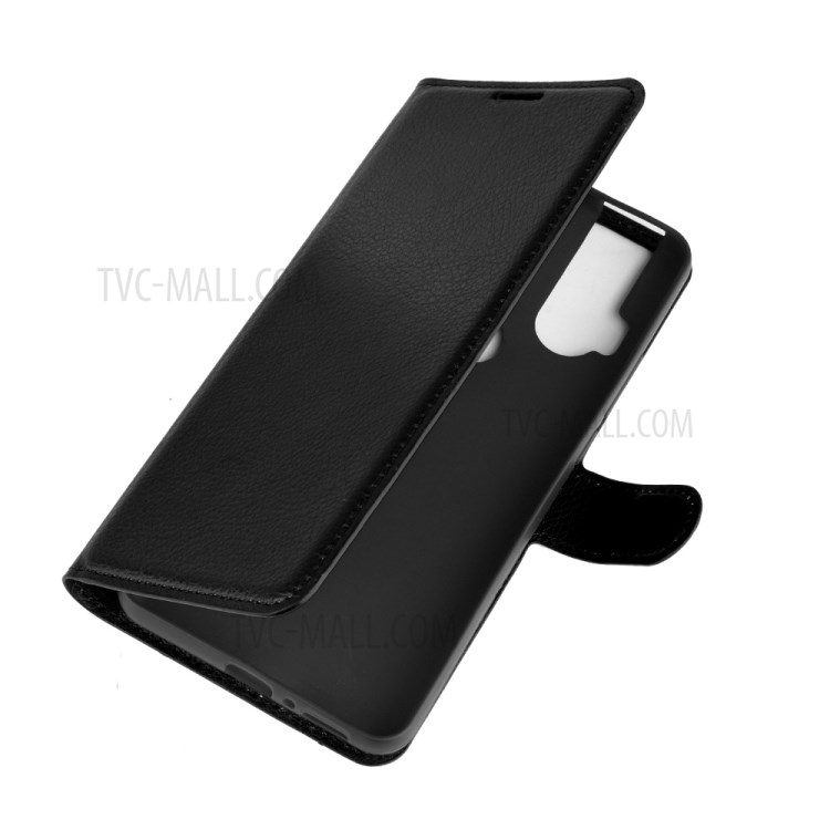 Litchi Skin Leather Cell Phone Cover for Motorola One Hyper - Black-2