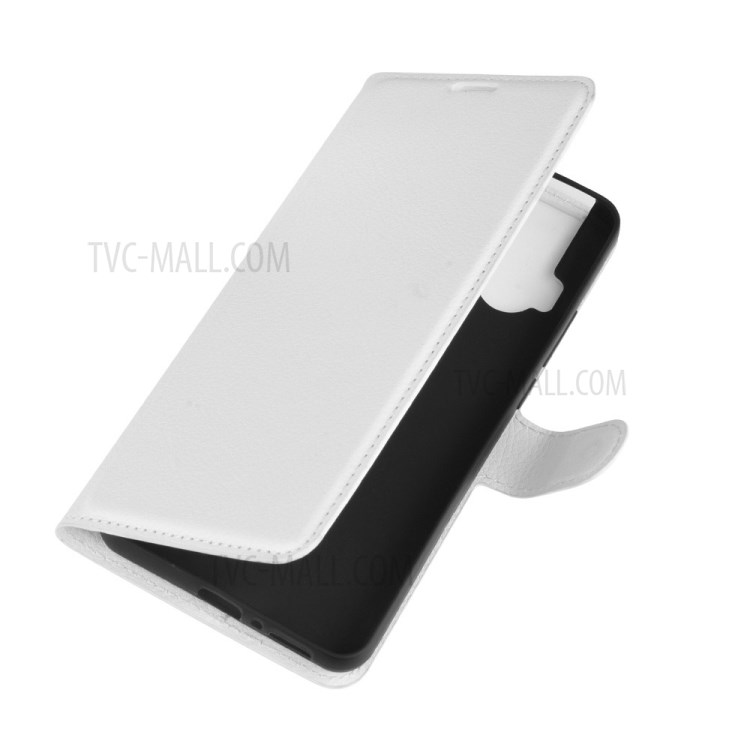 Litchi Skin Leather Cell Phone Cover for Motorola One Hyper - White-2