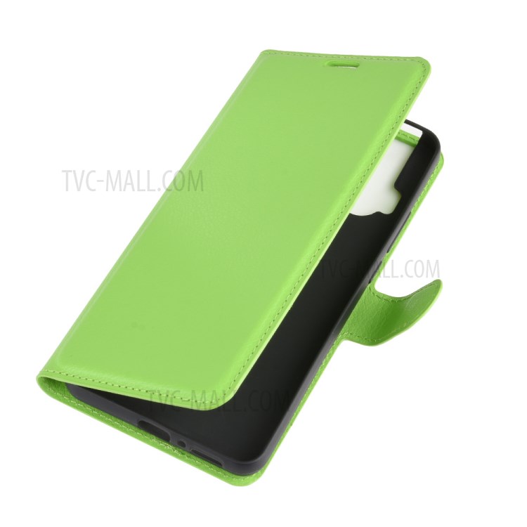 Litchi Skin Leather Cell Phone Cover for Motorola One Hyper - Green-2