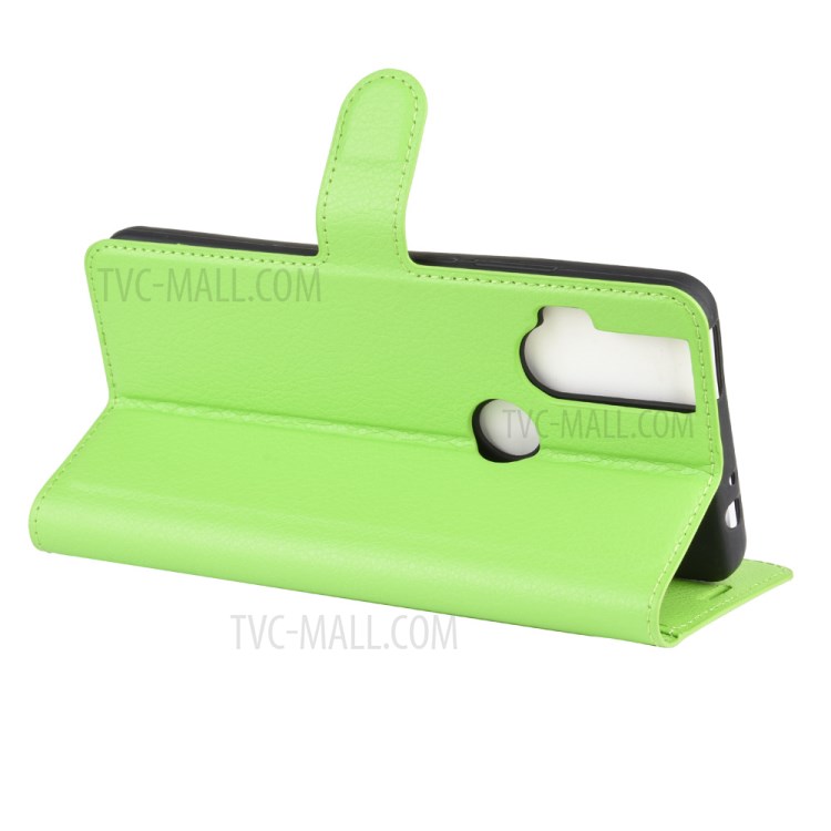 Litchi Skin Leather Cell Phone Cover for Motorola One Hyper - Green-5