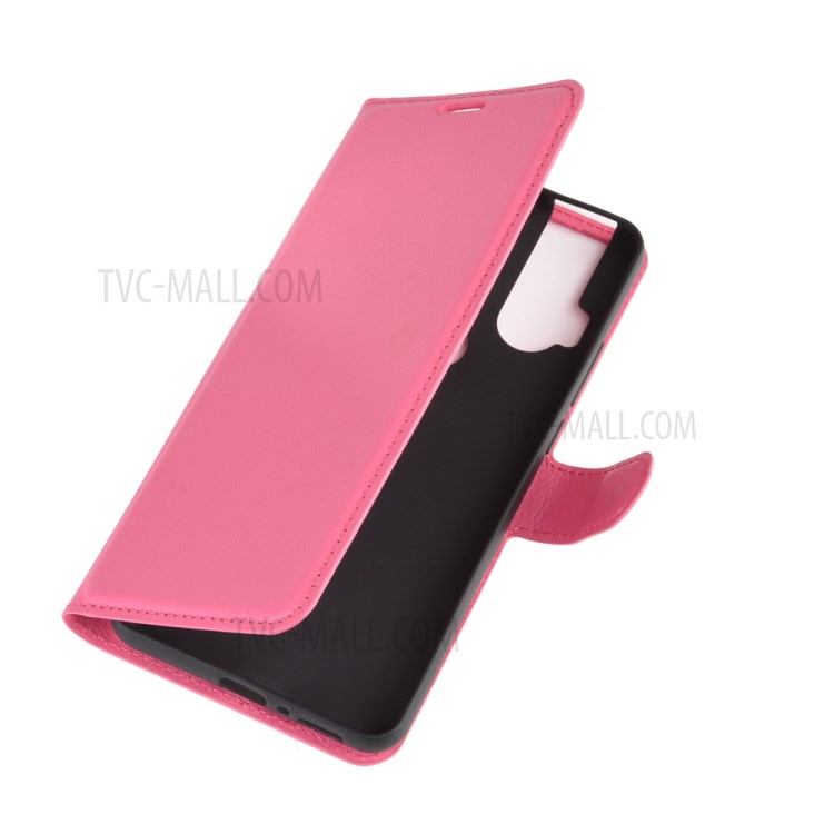 Litchi Skin Leather Cell Phone Cover for Motorola One Hyper - Rose-2